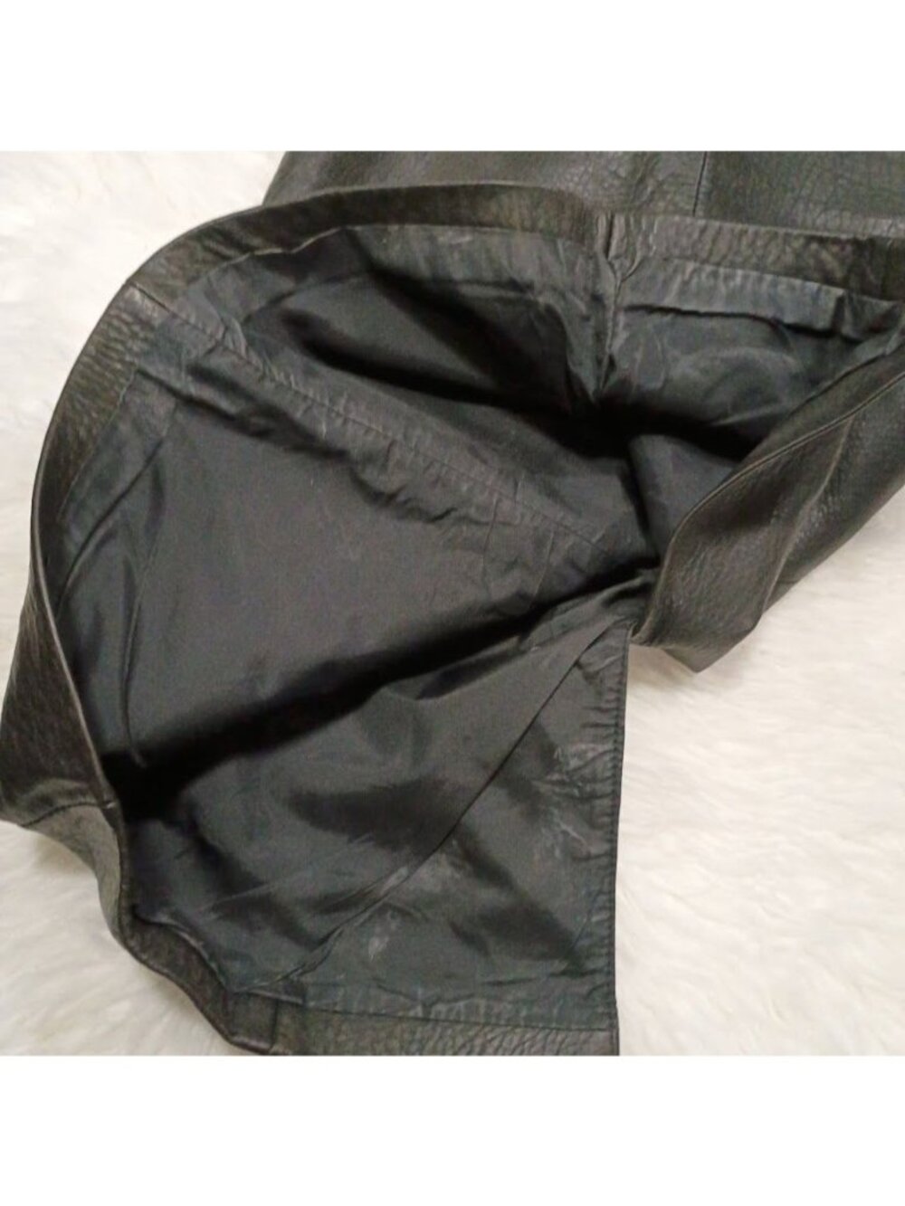 Pour Le Sport Size 6 Vintage Boho Black Pebbled Leather Midi Skirt - Picture 11 of 11